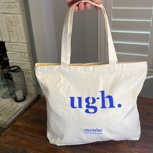Large Capacity Funny and Casual Cavas Bag Tote with Zipper - " ugh. "